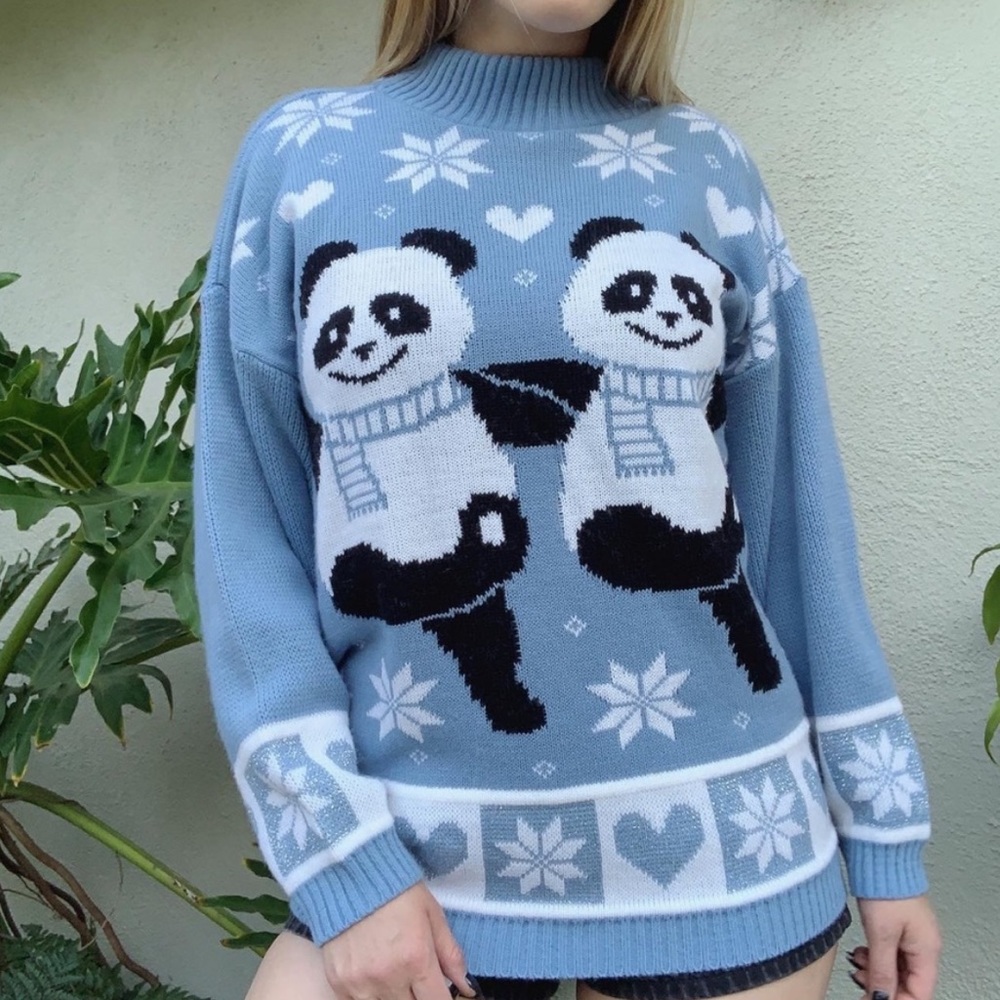 American vintage panda Christmas sweater